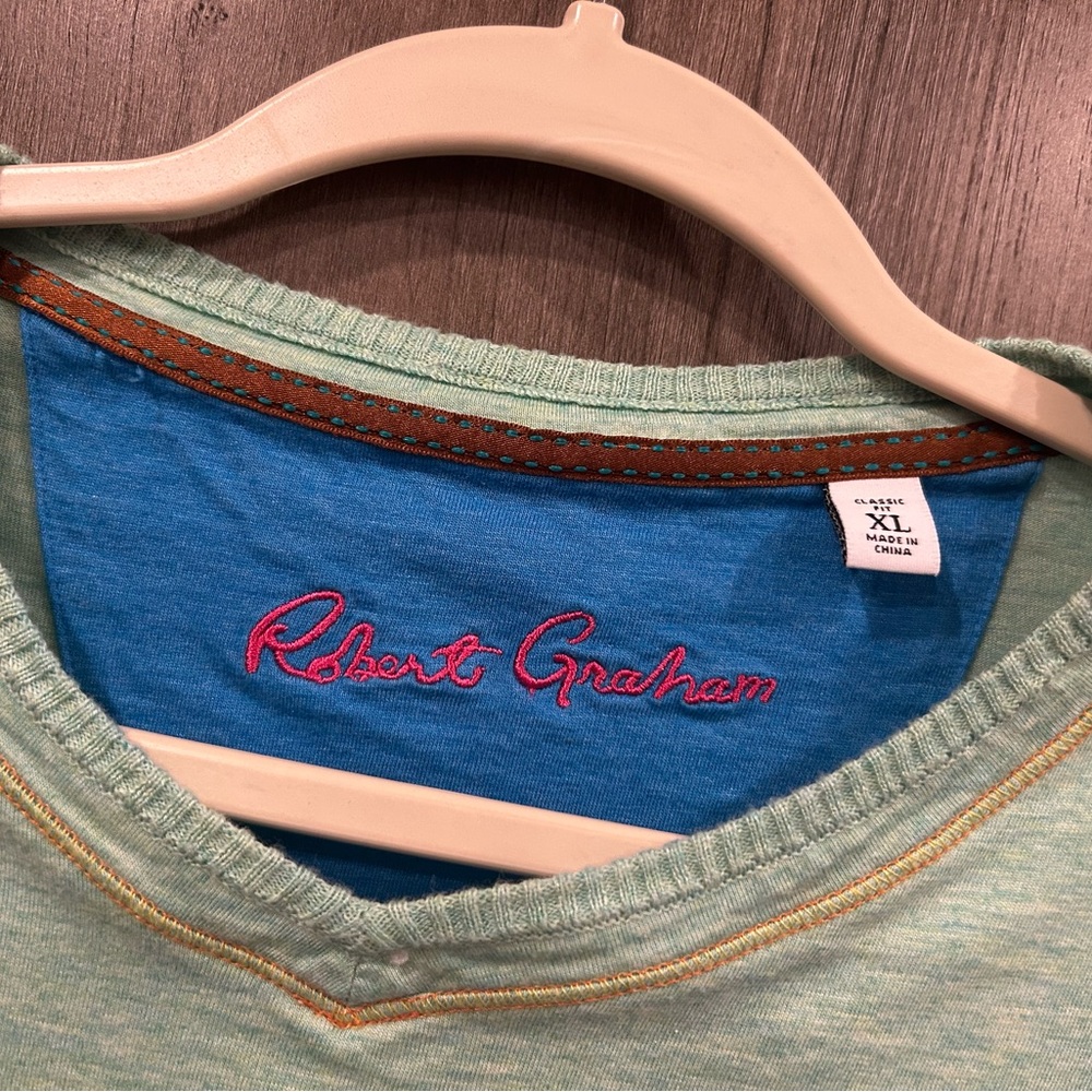 Robert Graham Light Green Short Sleeve Tee - Picture 2 of 3